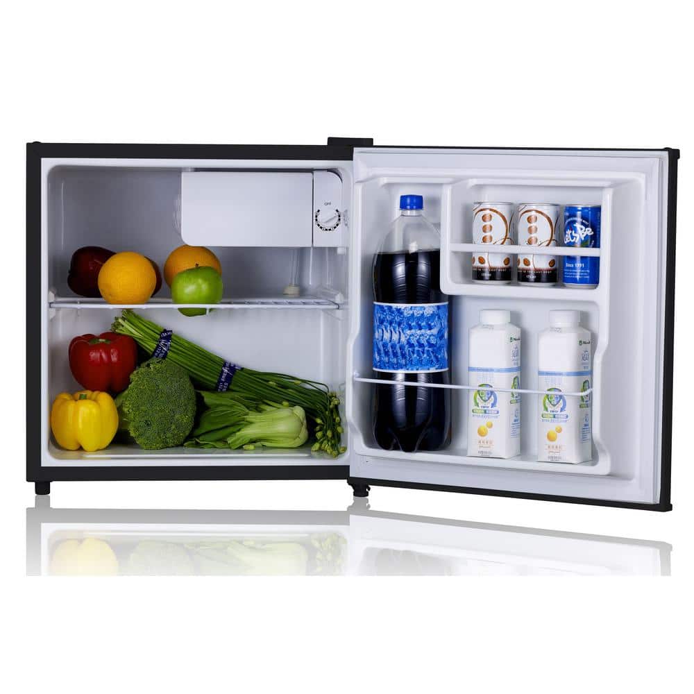 Compact Black and Stainless Steel Mini Fridge with Freezer