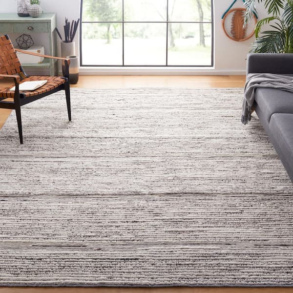 Casablanca 8 ft. x 10 ft. Gray/Ivory Marle Striped Area Rug