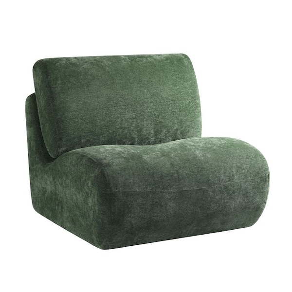 Modern Green Chenille Swivel Lazy Sofa Accent Chair with Armless(Set-1)