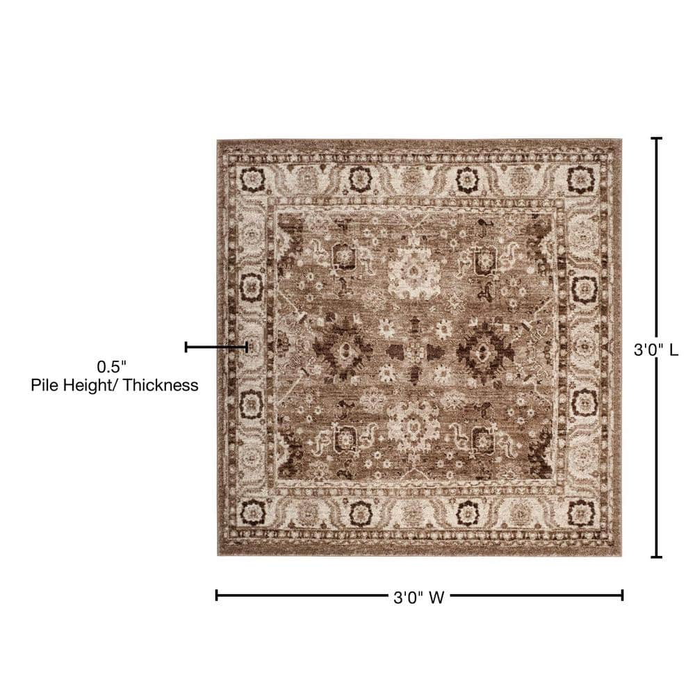 Taupe Square Synthetic Non-slip Area Rug