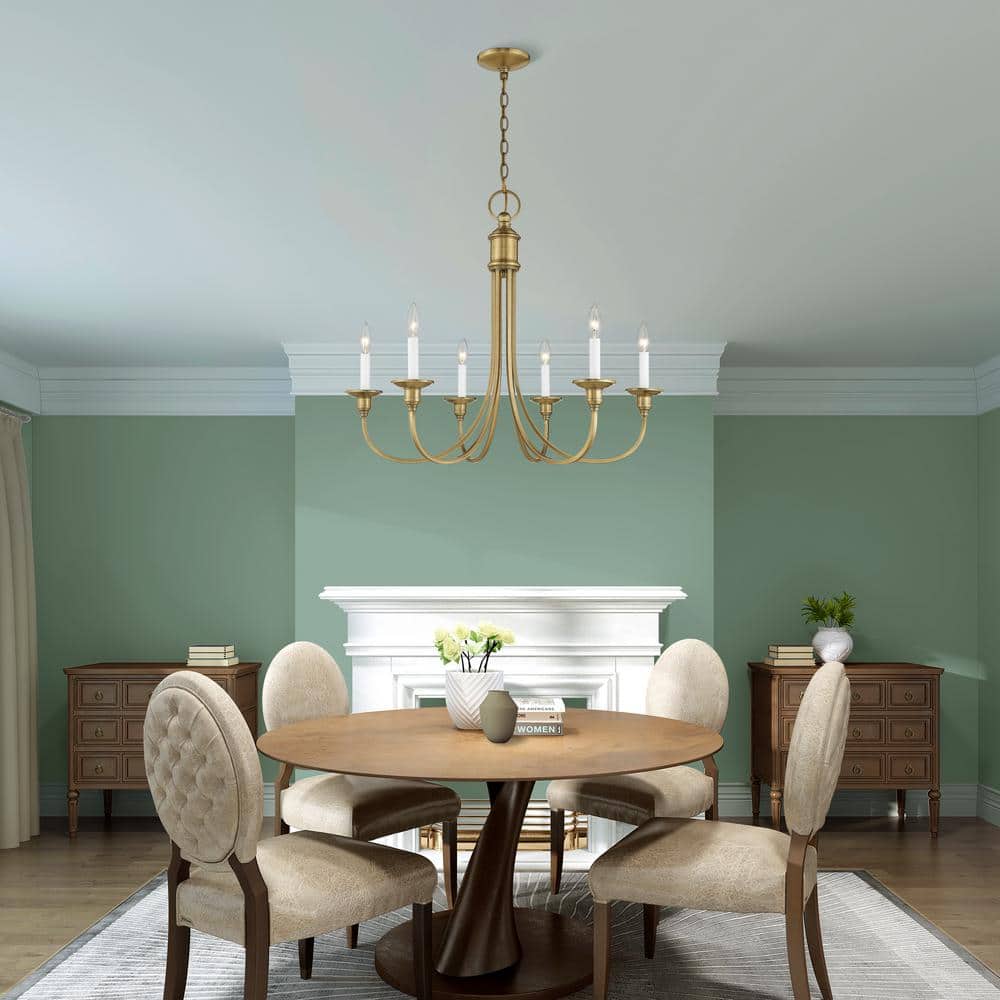 Antique Brass 6-Light Candle Chandelier