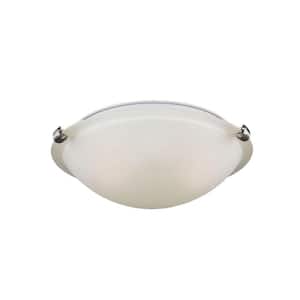 Clip Ceiling 12.25 in. W. 2-Light Brushed Nickel Flush Mount