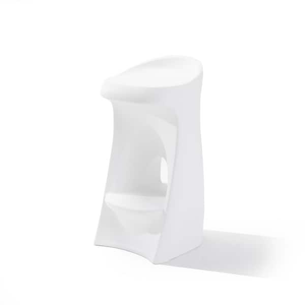 Vero White Plastic Outdoor Bar Stool, Submersible In-Pool Seating for Patio and Poolside Use