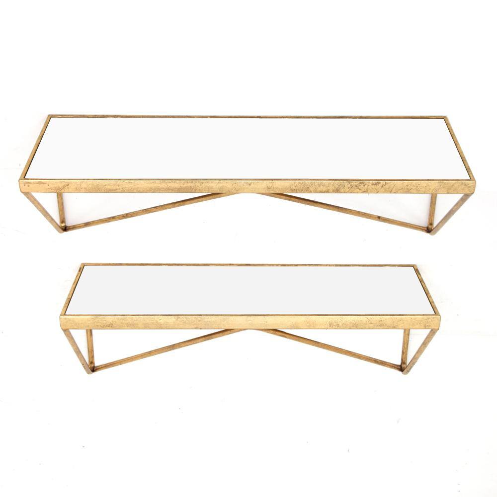 StyleWell Gold Metal Wall-Mount Floating Shelf (Set of 2)