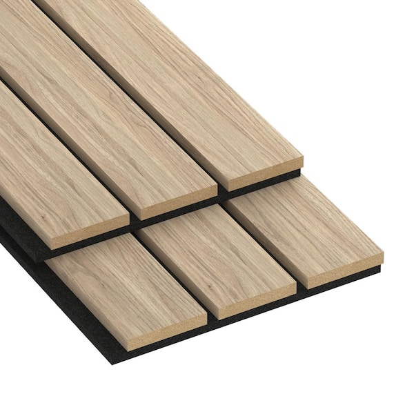 104.38 in. x 11.25 in x 0.875 in. Acoustic Vinyl 3 Grid Slat Wall Siding Board in Maple Color (Set of 2 Piece)