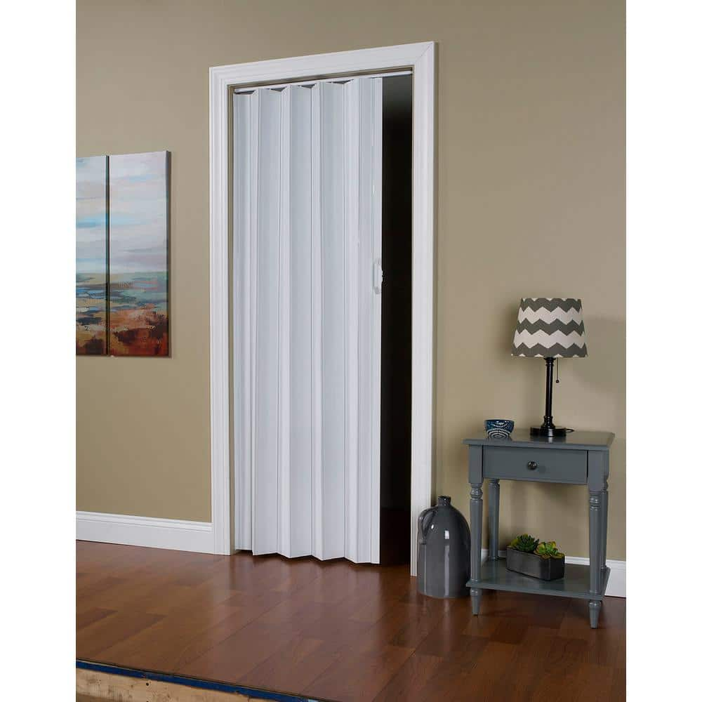 Spectrum Via 48 In. X 96 In. White Mist Vinyl Accordion Door Closet or Entryway