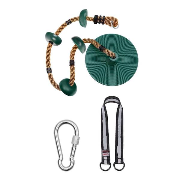 Green Tree Swing for Kids, Adjustable Rope Swing with Platform