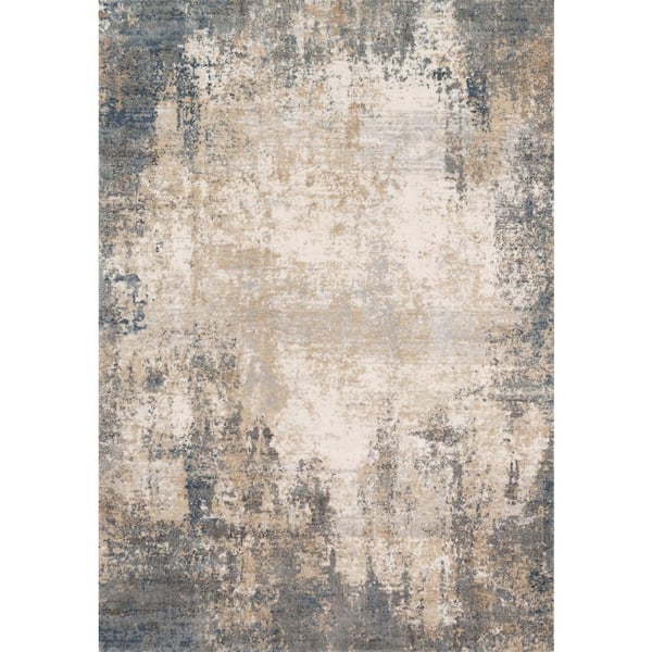 LOLOI II Teagan Ivory/Mist 2 ft. 8 in. x 7 ft. 6 in. Modern Abstract Runner Rug