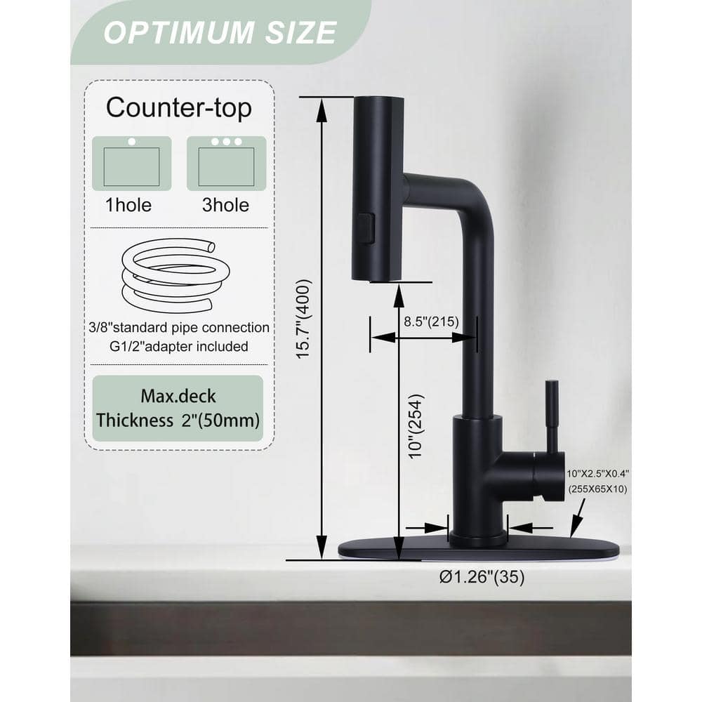 Matte Black Stainless Steel Pull Down Kitchen Faucet with Spray