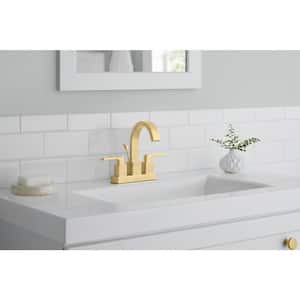 Farrington 4 in. Centerset Double-Handle Bathroom Faucet in Matte Gold
