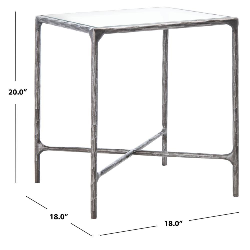 Elegant Jessa 18" Silver Metal and Tempered Glass Square End Table