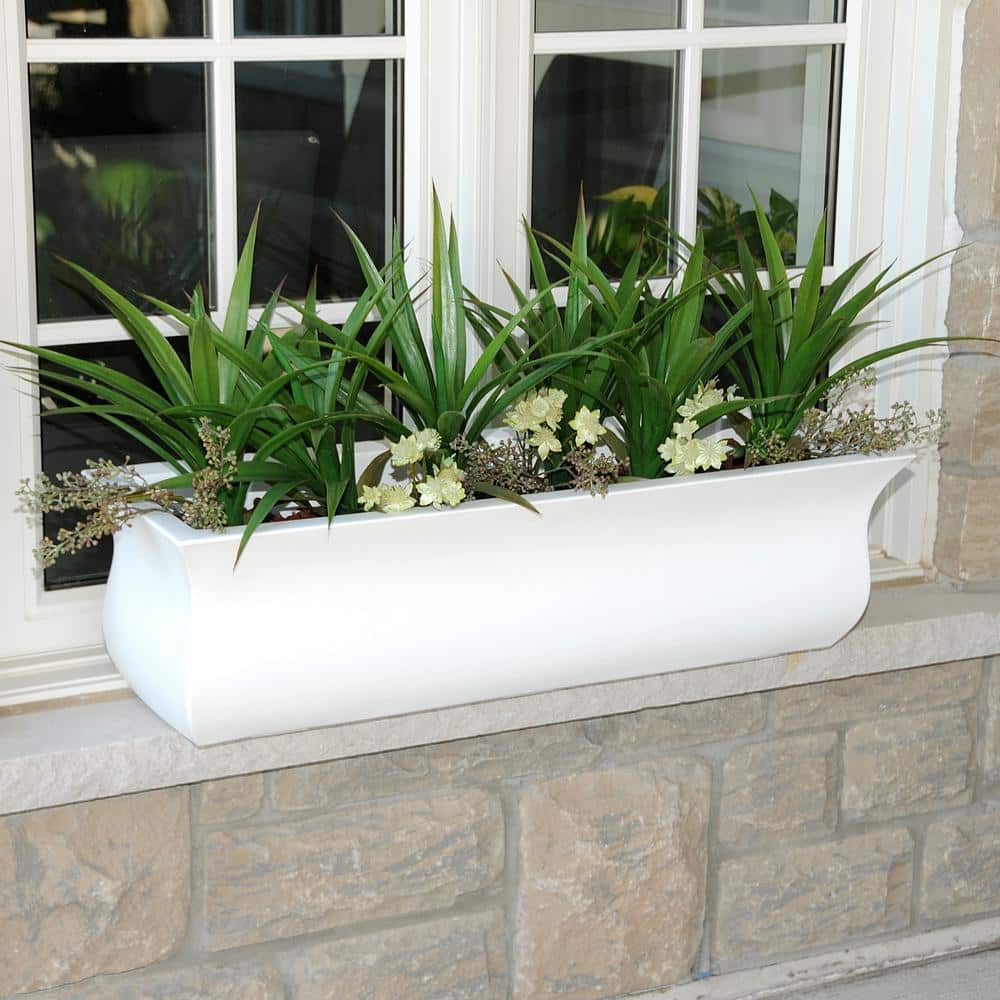 Valencia 36" White Polyethylene Self-Watering Window Box