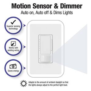 Maestro LED+ Dimmer 1.5 Amp Motion Sensor, Single Pole and Multi-Location, White