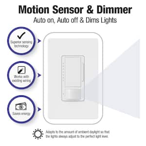 Maestro LED+ Motion Sensor/Dimmer Switch, 150W LED, Single Pole/Multi-Location, White (MSCL-OP153MH-WH)