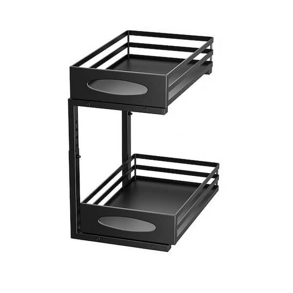 2-Tier Under Sink Organizer, Slide Out Pull Out Metal Shelf for Kitchen Bathroom Pantry Cabinet Closet Storage Rack