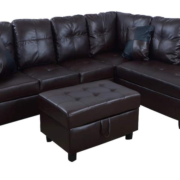 Star Home Living Brown Faux Leather 3, Marsala Leather Sectional
