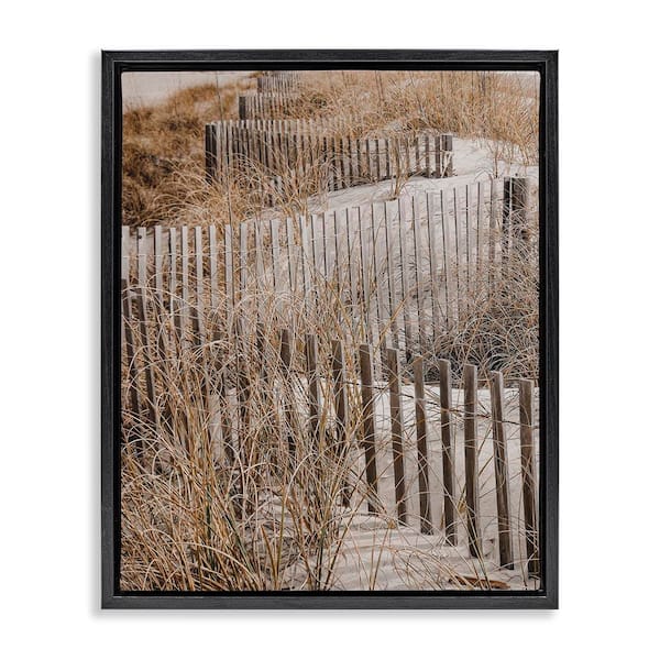 Snaking Beach Fence by LSR Design Studio Black Floater Frame Coastal Graphic Art Print 21 in. x 17 in.