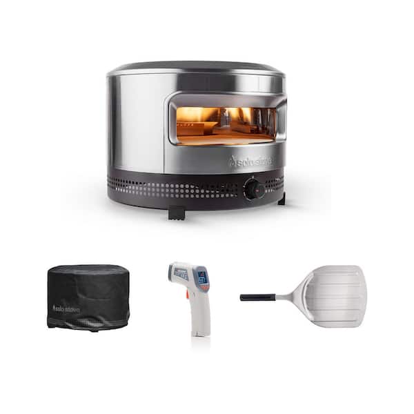 Pi Prime 21 in. x 16 in. Stainless Steel Propane Outdoor Pizza Oven Bundle with IR Thermometer and Stainless Peel