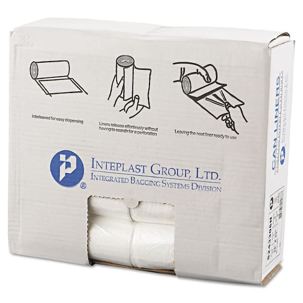Inteplast Group 24 in. x 33 in. 16 Gal. 6 mic Natural High-Density Commercial Trash Can Liners (50-Bags/Roll, 20-Rolls/Carton)