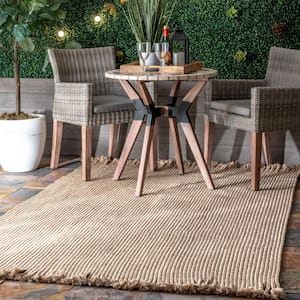 Courtney Braided Tan 2 ft. x 3 ft. Indoor/Outdoor Patio Area Rug