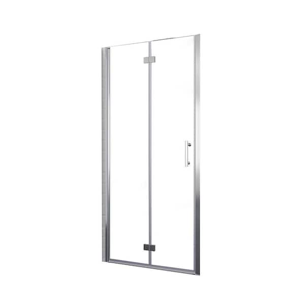 ANGELES HOME 34 in. W x 72 in. H Frameless Bi-Fold Shower Door in Chrome Finish with Clear Glass
