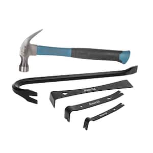 4-Piece Pry Bar and 16 oz. Fiberglass Claw Hammer Set