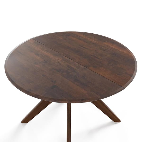 Shelun V Rich Walnut Wood 78.5 in. Double Pedestal Base Extendable Dining Table with Twin Leaf (Seats 6)