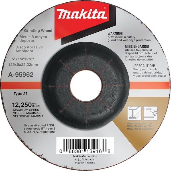 Makita 5 in. x 1/4 in. x 7/8 in. 36-Grit INOX Grinding Wheel