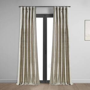 Cashmere Textured Dupioni Silk Rod Pocket Room Darkening Curtain - 50 in. W x 120 in. L (1 Panel)