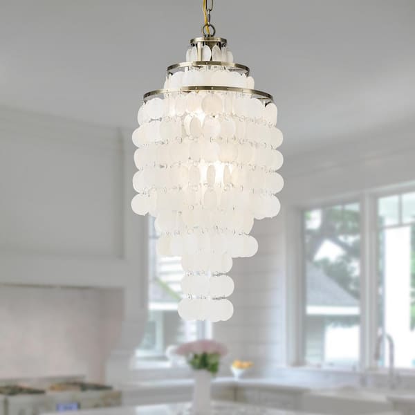 Genuine Sea Shell Hanging Chandelier outlet Beach Style Cottage Decor 20” Tall x 11” W