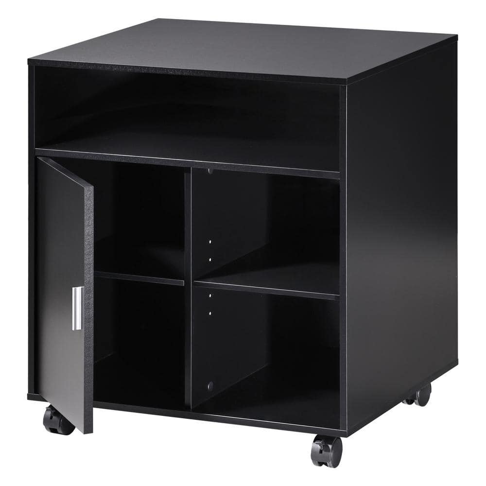 FITUEYES Black Printer Cabinet with Door and Storage Adjustable