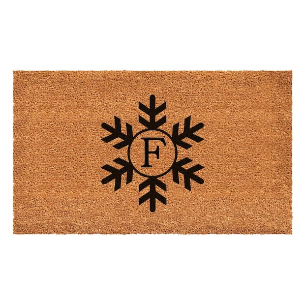 Calloway Mills Snowflake Natural 24 in. x 48 in. Coir Monogrammed