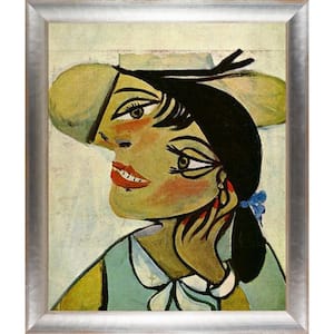 Portrait of woman in d`hermine pass (Olga) by Pablo Picasso Spencer Rustic Framed Oil Painting Art Print 24 in. x 28 in.