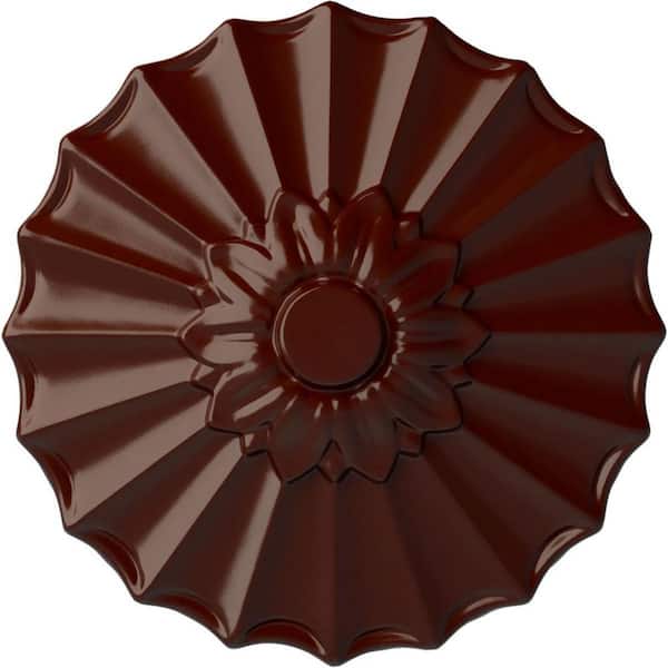 Ekena Millwork 1-3/8" x 9" x 9" Polyurethane Shakuras Ceiling Medallion, Brushed Mahogany