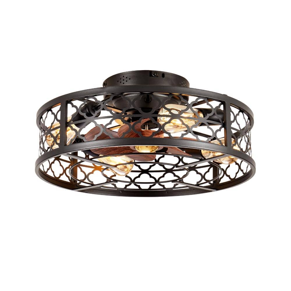 20 in. Matte Black Flush Mount Caged Ceiling Fan with 4 E26 Bulb Sockets, 6-Speed Reversible DC Motor price history on PriceWatchPro