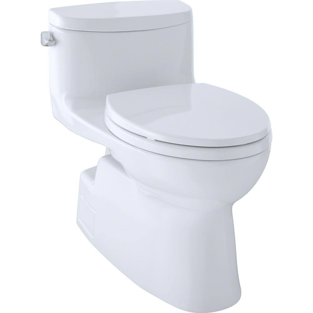 Toto Carolina Ii 1 Piece 1 28 Gpf Single Flush Elongated Skirted Toilet With Cefiontect In Cotton White Seat Included Ms644114cefg 01 The Home Depot