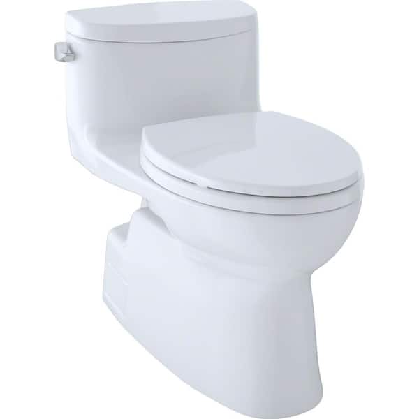 TOTO Carolina II 1-Piece 1.28 GPF Single Flush Elongated Skirted Toilet with CeFiONtect in Cotton White, Seat Included