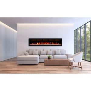 60 in. LED Electric Wall-Mounted and Fireplace Insert with 4 Top Lights
