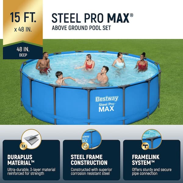 Bestway Steel Pro MAX 15 ft. x 48 in. Round Above Ground Swimming