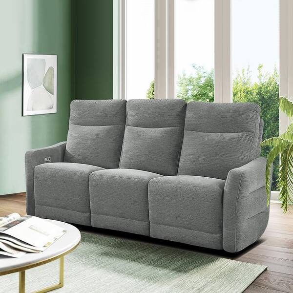 Lazzara Cameron 78 in. W. Straight Arm Chenille Rectangle 2 Piece Power Reclining Sofa Set in Dove Gray 9804DV 2PWH The Home Depot