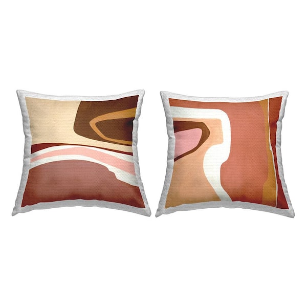 Stupell Industries Southwestern Desert Abstract Landscape Grooved Shapes Brown Square Outdoor Throw Pillow 2-Pack