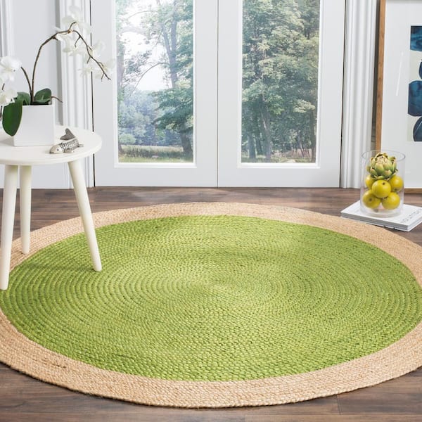 Natural Fiber Green/Beige 10 ft. x 10 ft. Woven Ascending Round Area Rug