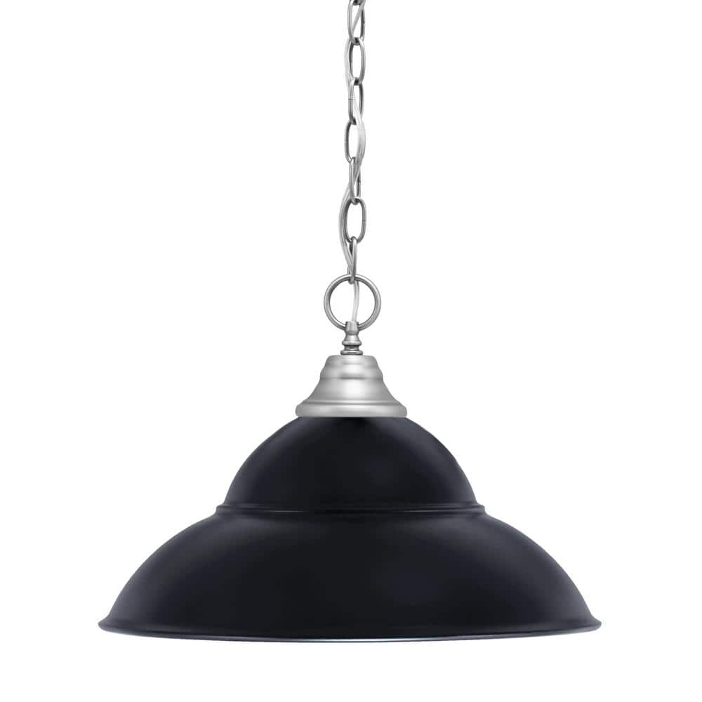 Kingston 100-Watt 1 Light Brushed Nickel Shaded Pendant Light with 16 in. M