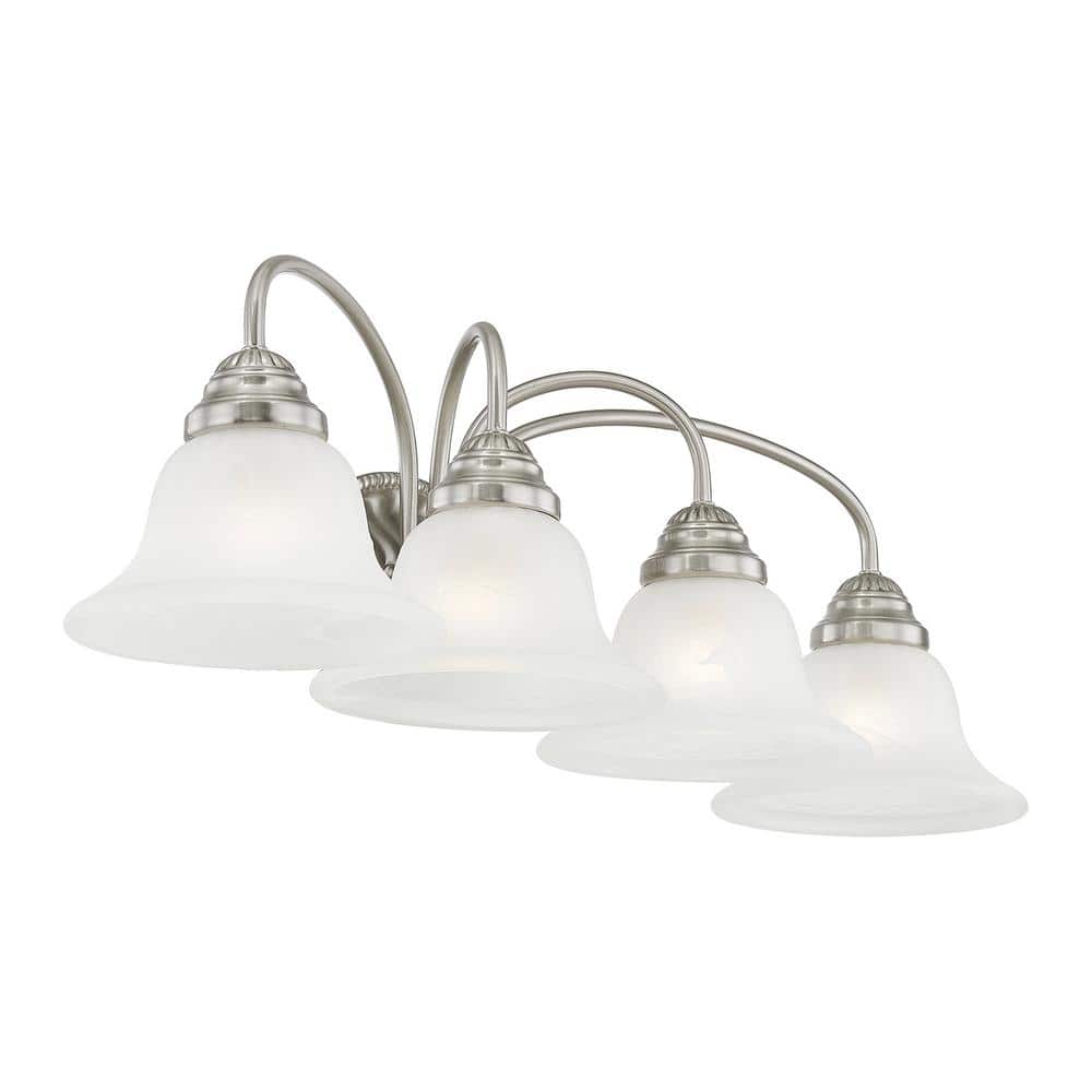 Edgemont 4-Light Vanity in Brushed Nickel with White Alabaster Glass