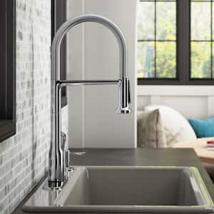 Setra Single-Handle Semi-Professional Kitchen Sink Faucet with Soap Dispenser in Polished Chrome