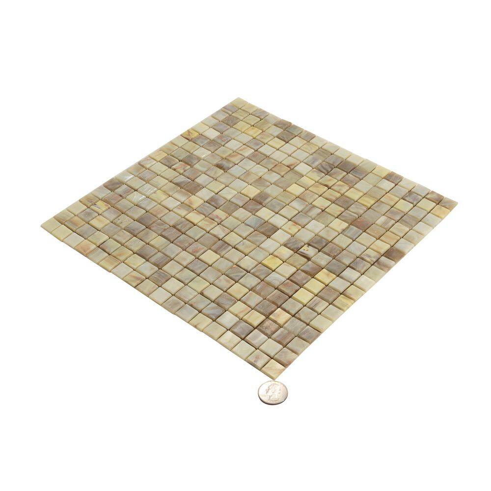 Parchment Beige and Yellow Glass Mosaic Tile for Wall and Floor