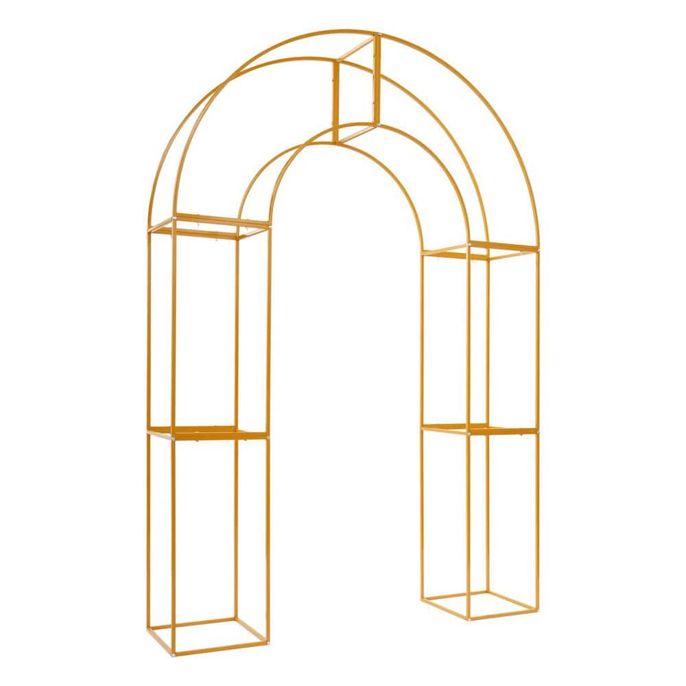 Gold 90 in. x 59 in. Metal Iron Wedding Party Background Decorative Stand Wedding Arch Arbor price history on PriceWatchPro