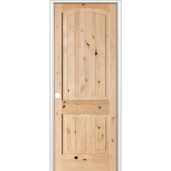 28 in. x 96 in. Rustic 2-Panel Arch Top VG Right-Hand Unfinished Knotty Alder Wood Single Prehung Interior Door