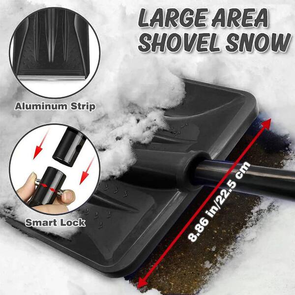 EVEAGE 31.5 in. Combination Aluminum Alloy Handle PP Plastic Snow Shovel/Pusher