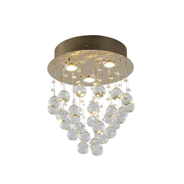 Penny 12 in. 3-Light Gold Semi Flush Mount
